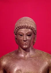 Der Apoll von Piombino, Detail des Kopfes der Statue, gefunden in Benevento, griechisch, ca. 480 v. Chr.